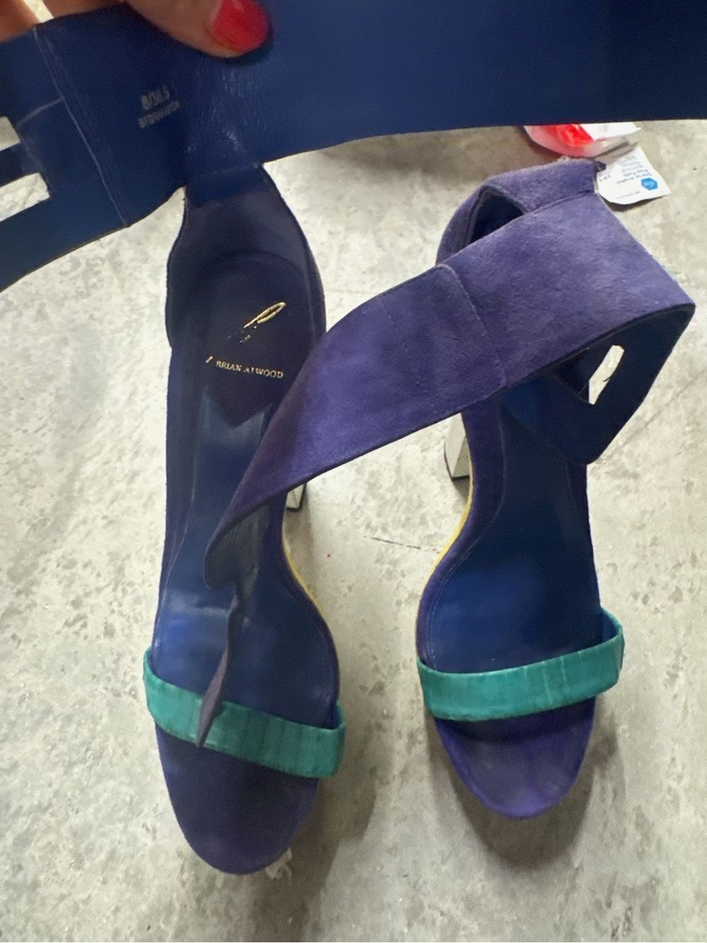 Brian Atwood Suede Heels - Blue Teal Colorful Size 8